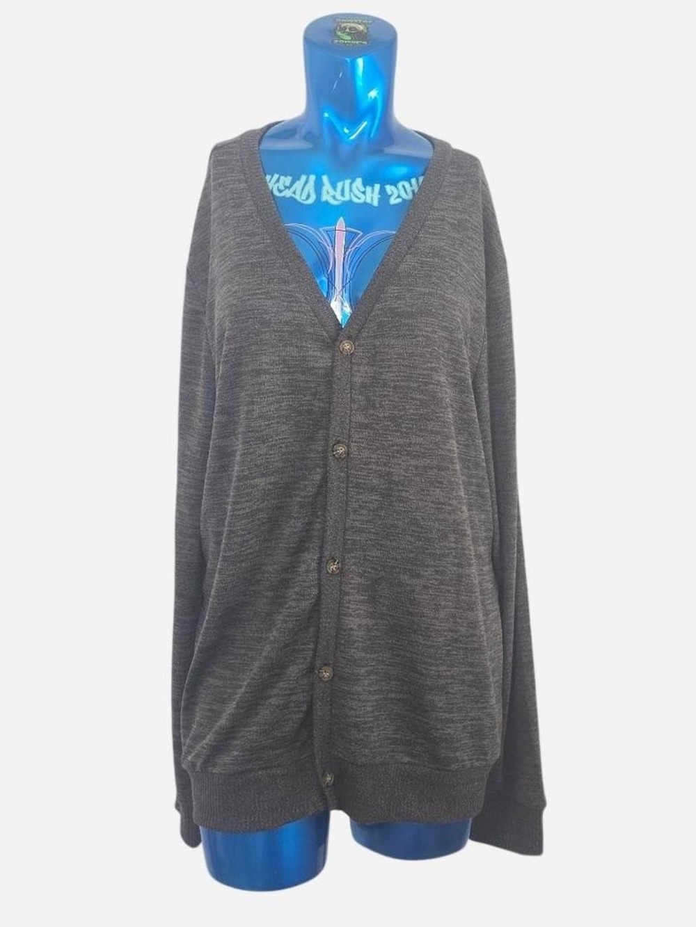 Classic Women's Charcoal Gray V-Neck Button-Front Cardigan